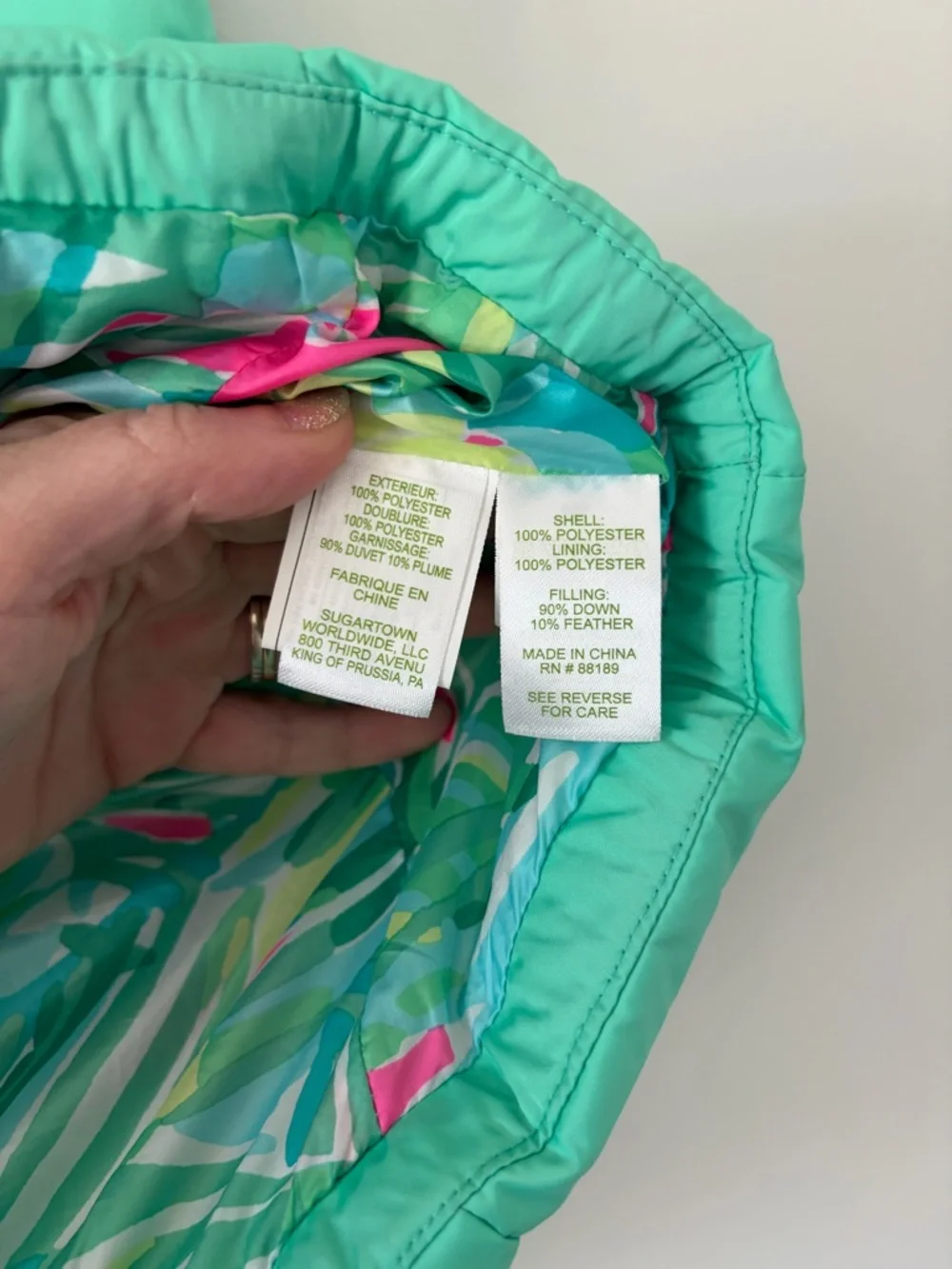 Lilly Pulitzer Isabelle Teal Green Sleeveless Down Filled Puffer Vest S - Picture 5 of 12